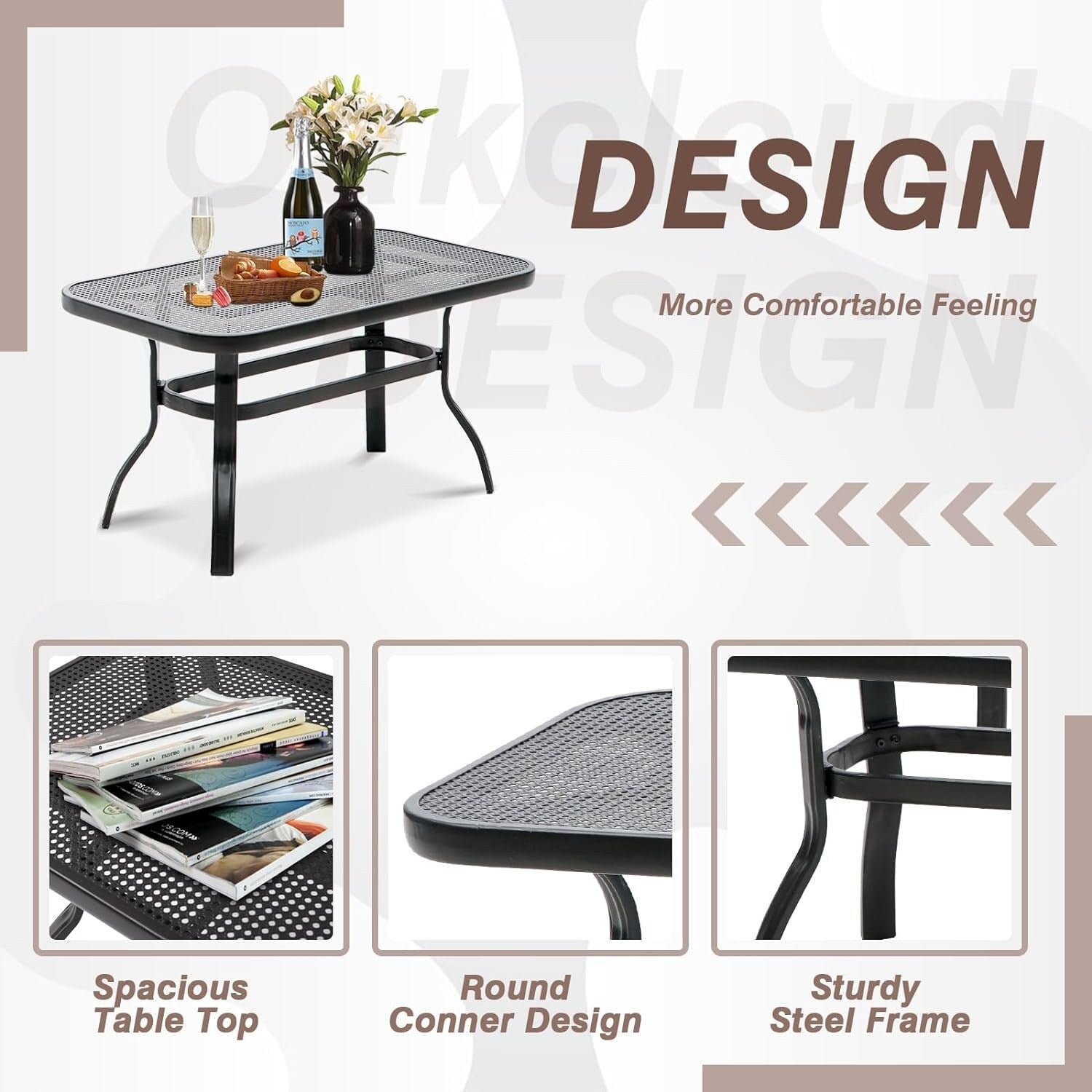 Ensemble de conversation en métal pour patio extérieur, 4 pièces