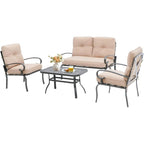 Ensemble de conversation en métal pour patio extérieur, 4 pièces