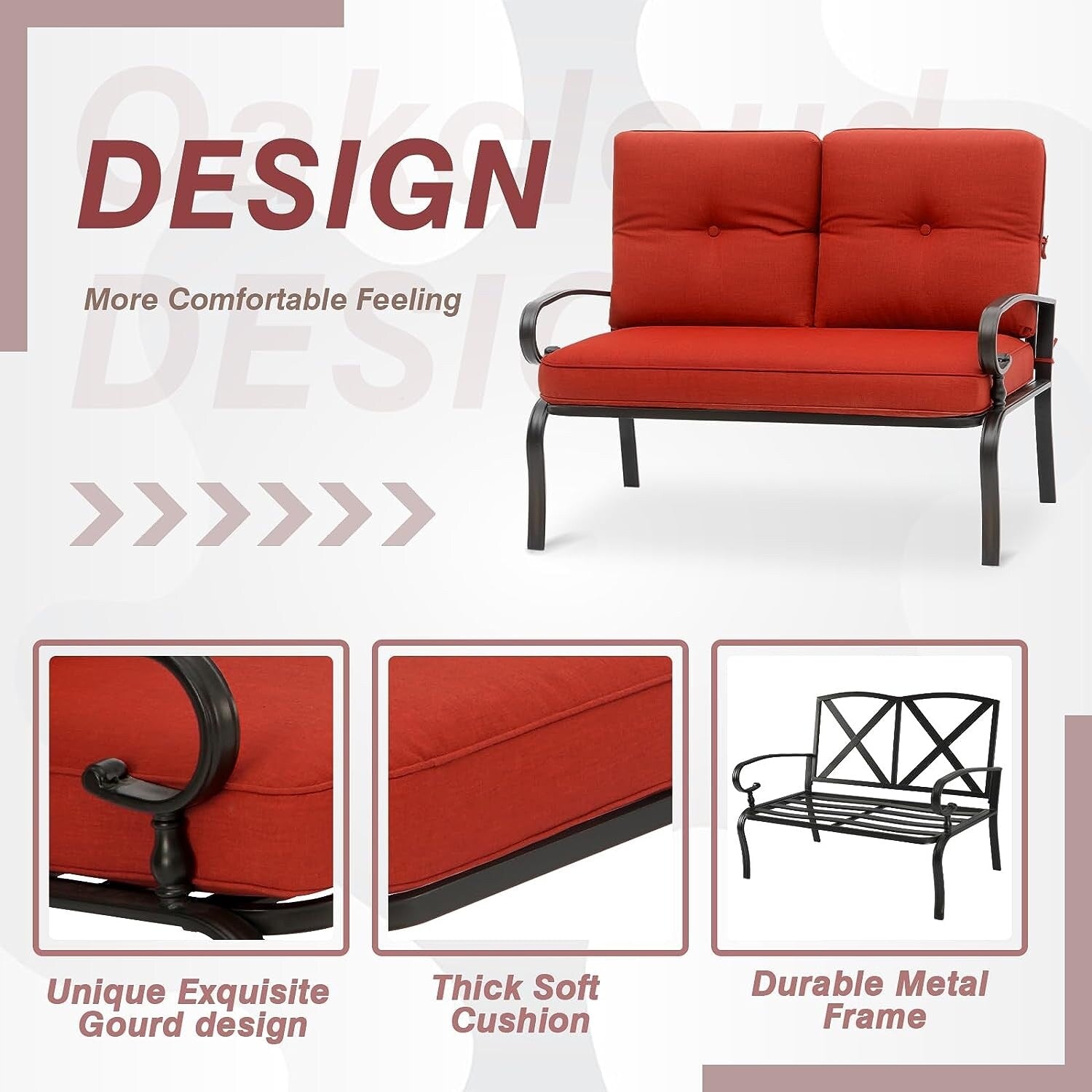 Ensemble de conversation en métal pour patio extérieur, 4 pièces