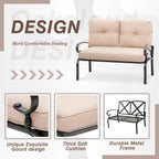 Ensemble de conversation en métal pour patio extérieur, 4 pièces