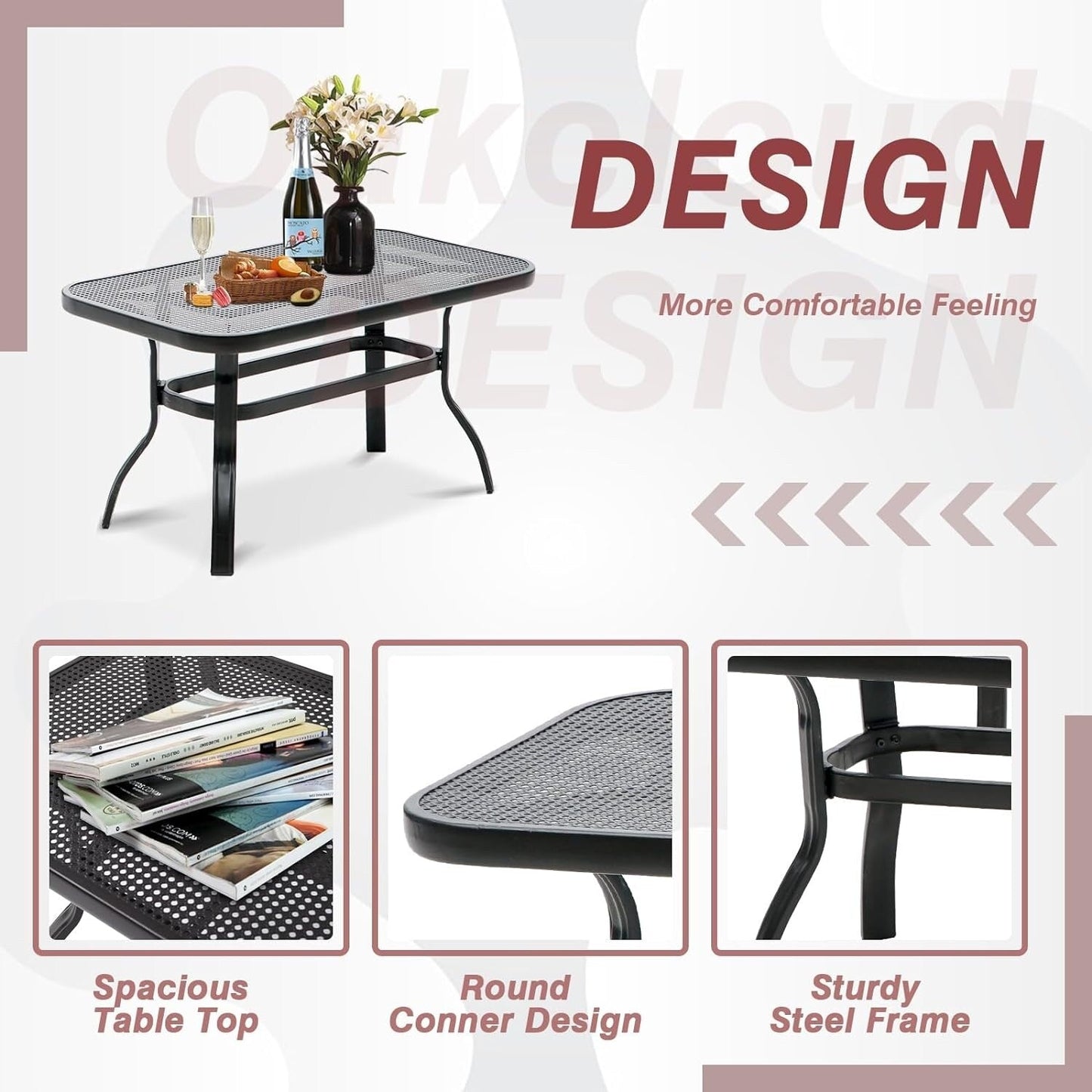 Ensemble de conversation en métal pour patio extérieur, 4 pièces