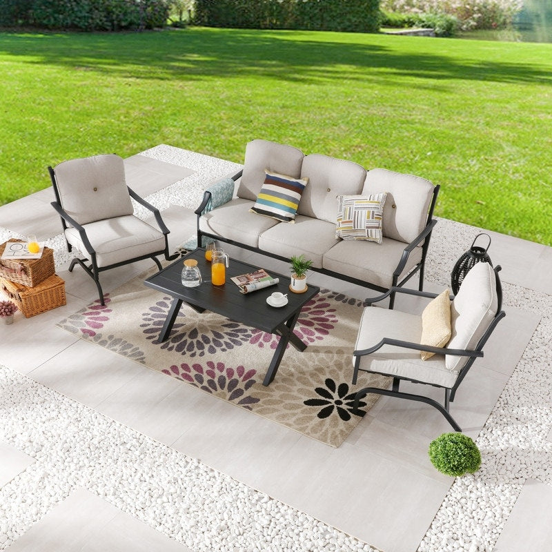 Ensemble de 4 canapés et chaises d'extérieur en métal avec table basse Patio Festival