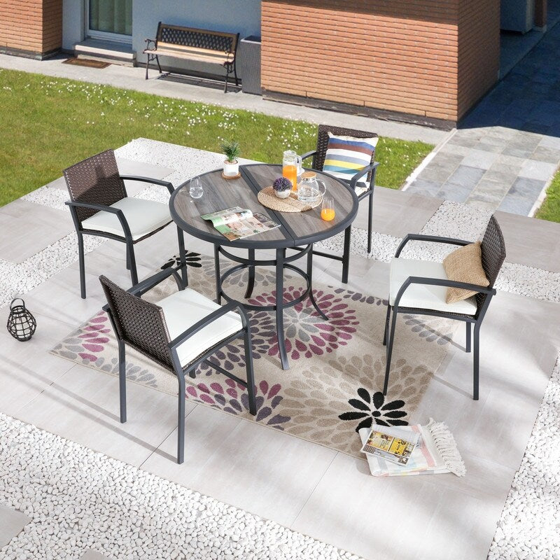 Ensemble de salle à manger d'extérieur Patio Festival pour 4 personnes, hauteur de bar ronde de 45,3 po