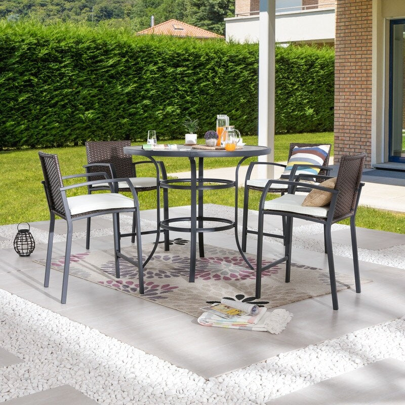 Ensemble de salle à manger d'extérieur Patio Festival pour 4 personnes, hauteur de bar ronde de 45,3 po