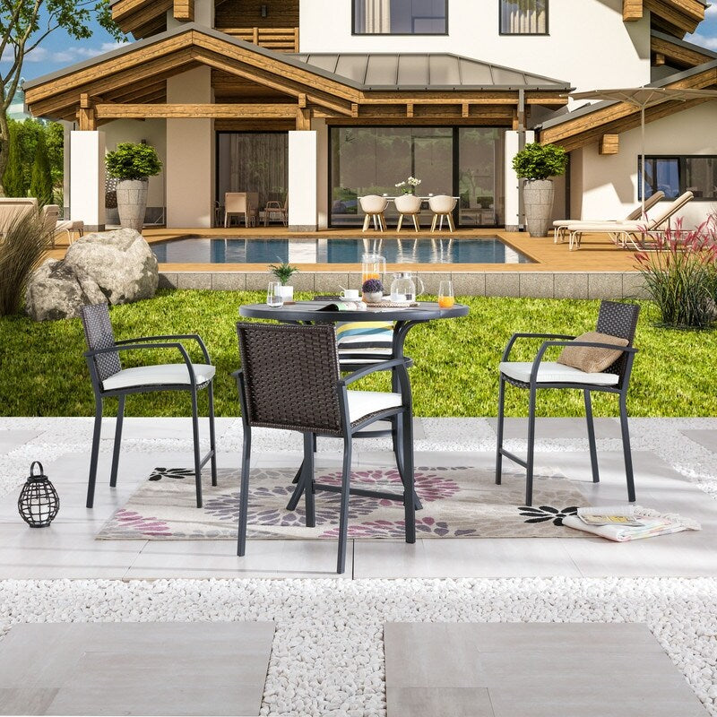 Ensemble de salle à manger d'extérieur Patio Festival pour 4 personnes, hauteur de bar ronde de 45,3 po