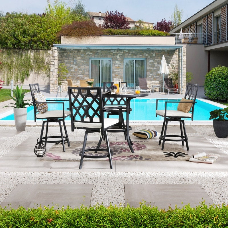 Ensemble de salle à manger d'extérieur Patio Festival pour 4 personnes, hauteur de bar ronde de 45,3 po