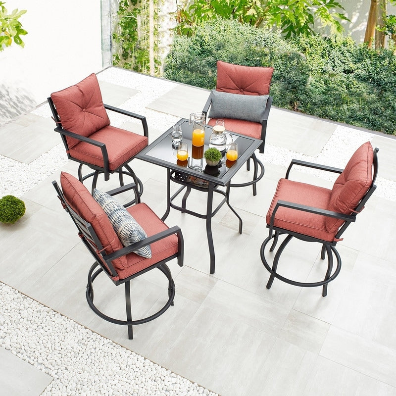 Ensemble de salle à manger d'extérieur 5 pièces avec chaises pivotantes hautes Patio Festival