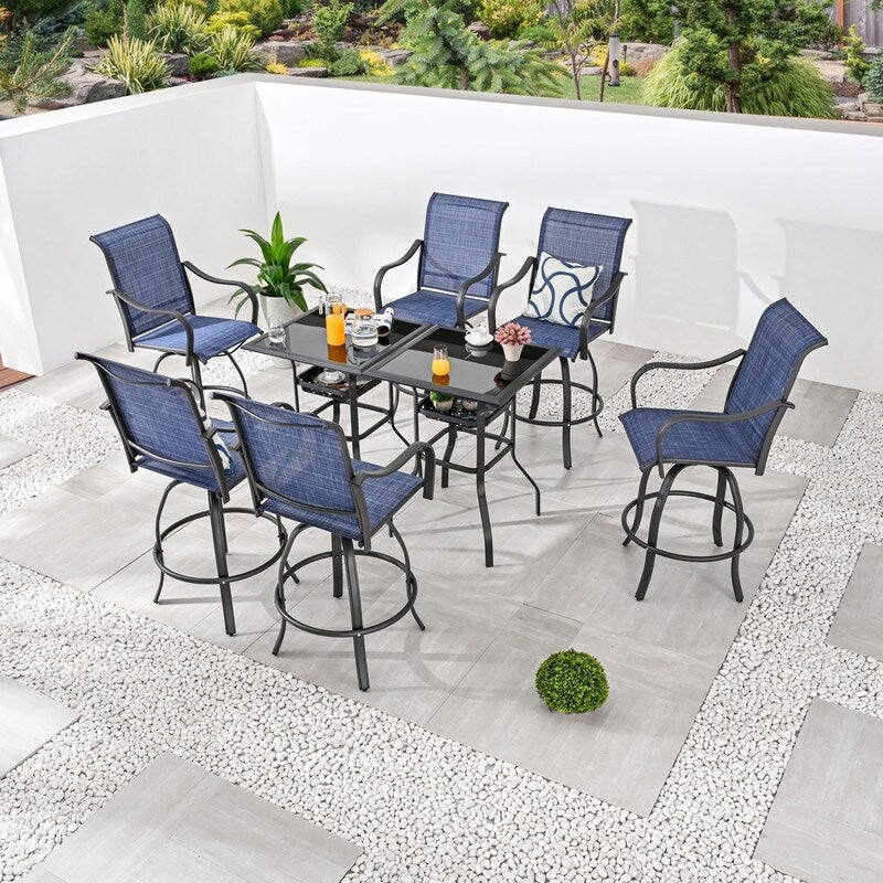 Ensemble de salle à manger bistro pivotant pour 6 personnes, style bar d'extérieur, style Patio Festival
