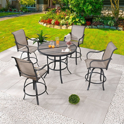 Ensemble de salle à manger d'extérieur Patio Festival pour 4 personnes, hauteur de bar ronde de 45,3 po