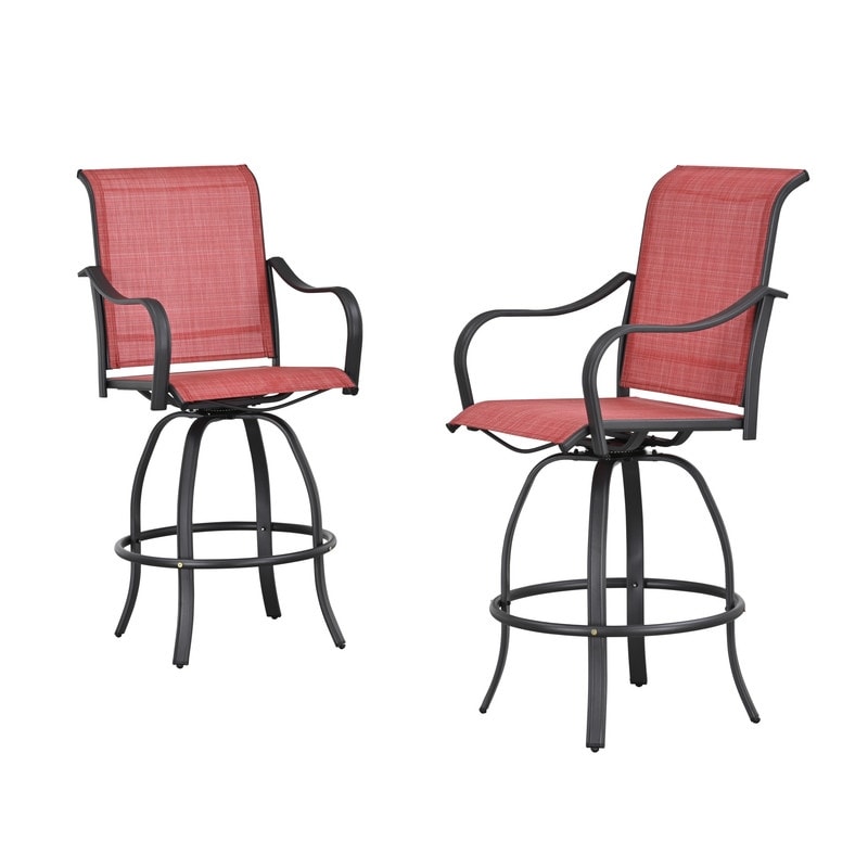 Chaise de bar pivotante à dossier haut en métal pour extérieur Patio Festival (lot de 2)