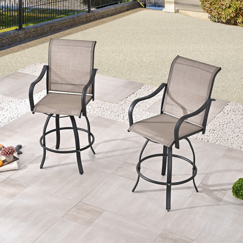 Chaise de bar pivotante à dossier haut en métal pour extérieur Patio Festival (lot de 2)