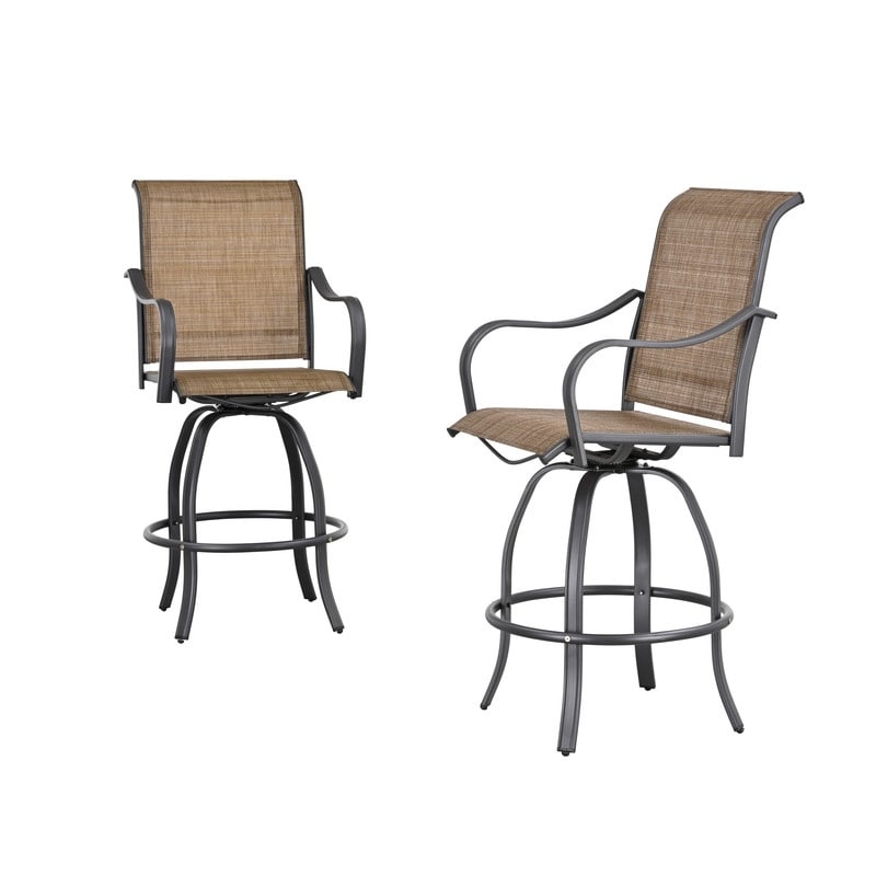 Chaise de bar pivotante à dossier haut en métal pour extérieur Patio Festival (lot de 2)