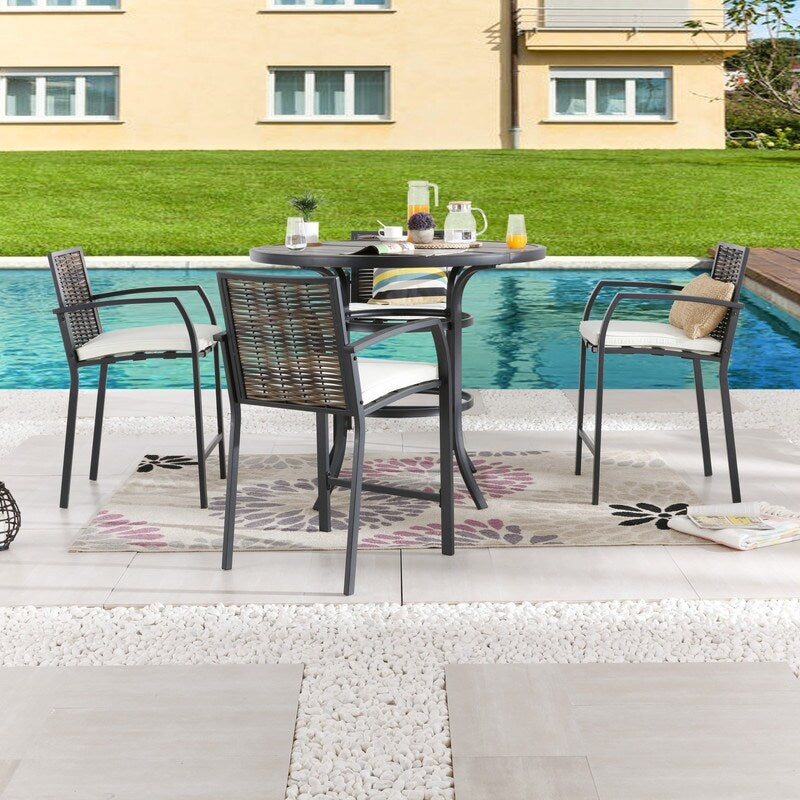 Ensemble de salle à manger bistrot rond pour 4 personnes en plein air Patio Festival