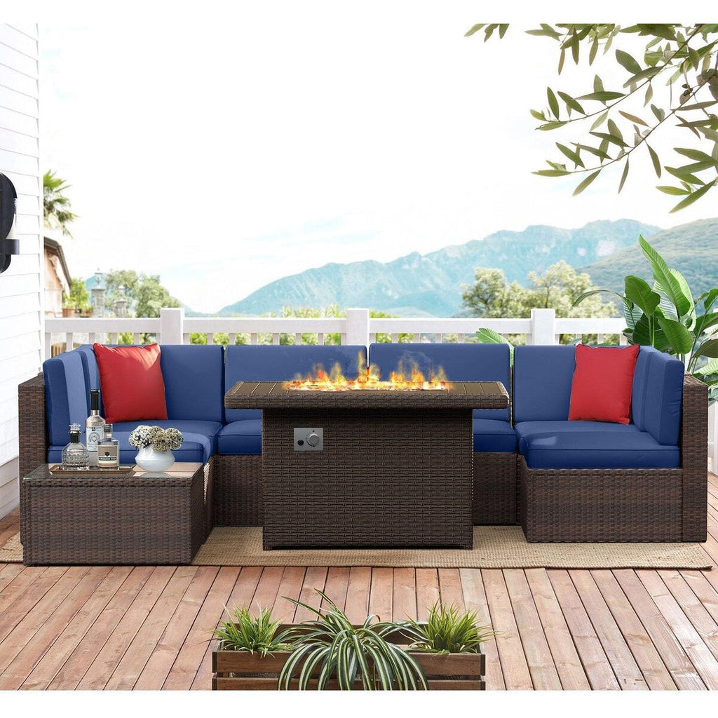Ensemble de meubles de jardin 8 pièces avec table et foyer de 40 pouces