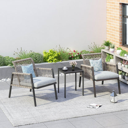 Ensemble de meubles de jardin - Canapé d'extérieur sectionnel en rotin et osier toutes saisons avec coussins moelleux