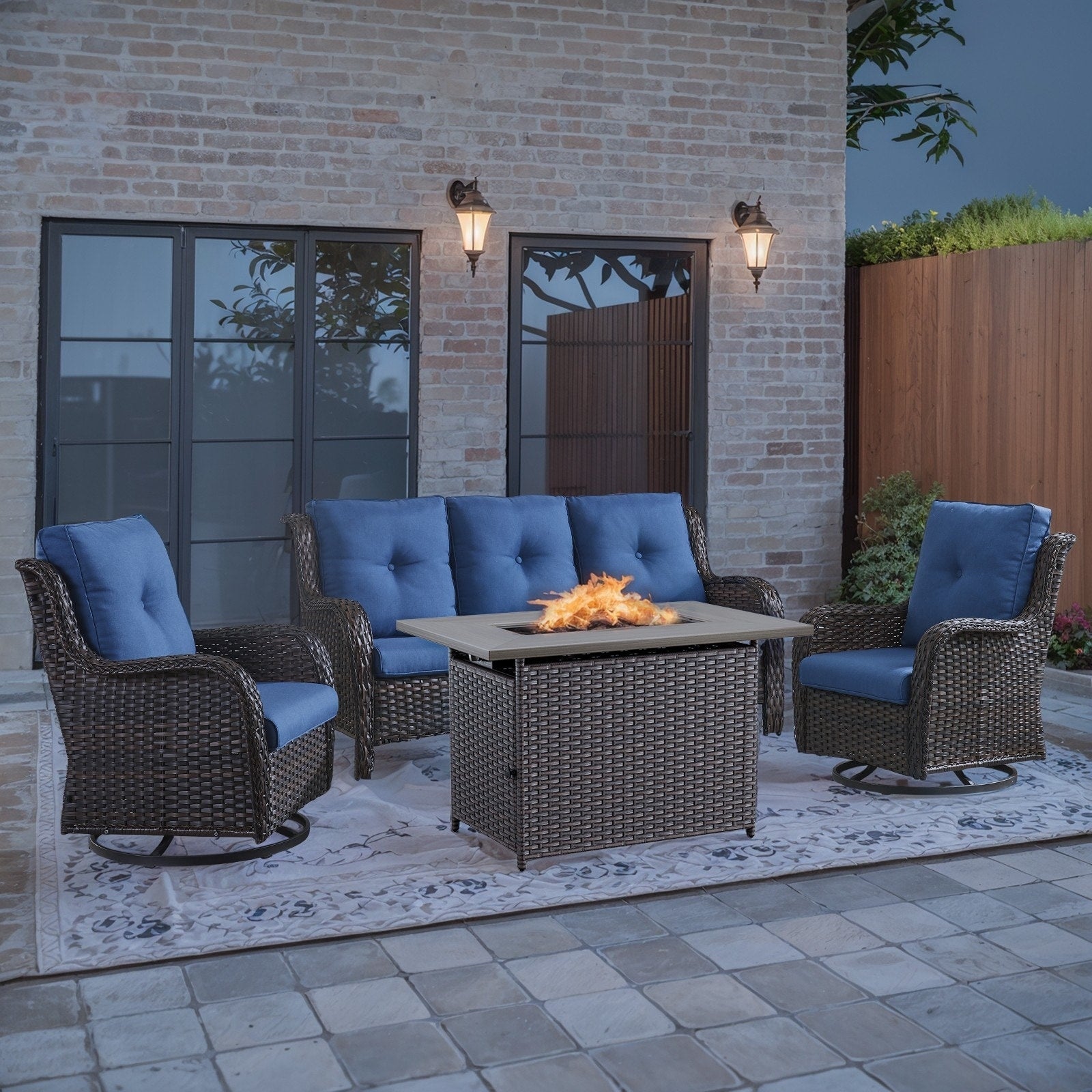 Ensembles de canapés de patio avec table de foyer