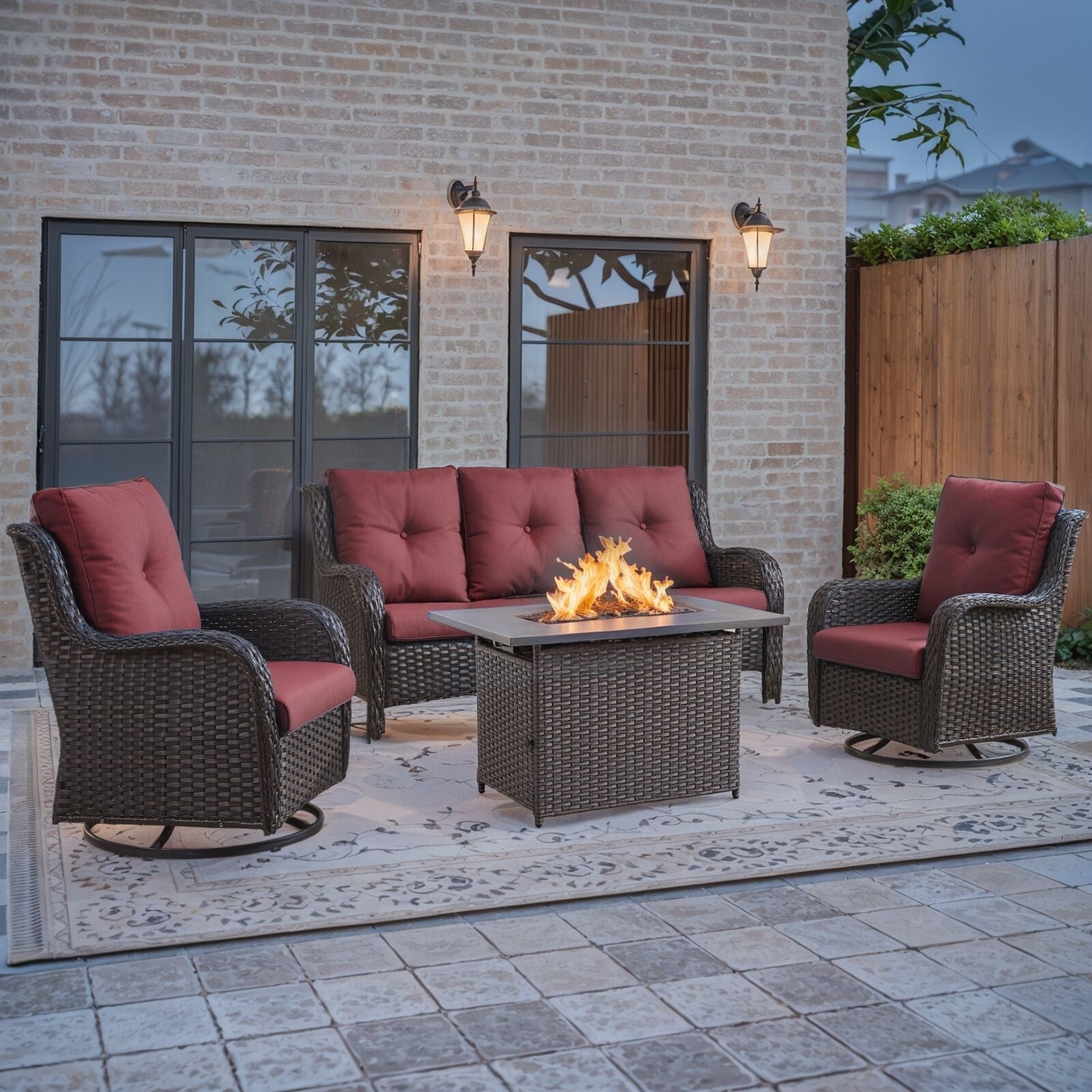 Ensembles de canapés de patio avec table de foyer