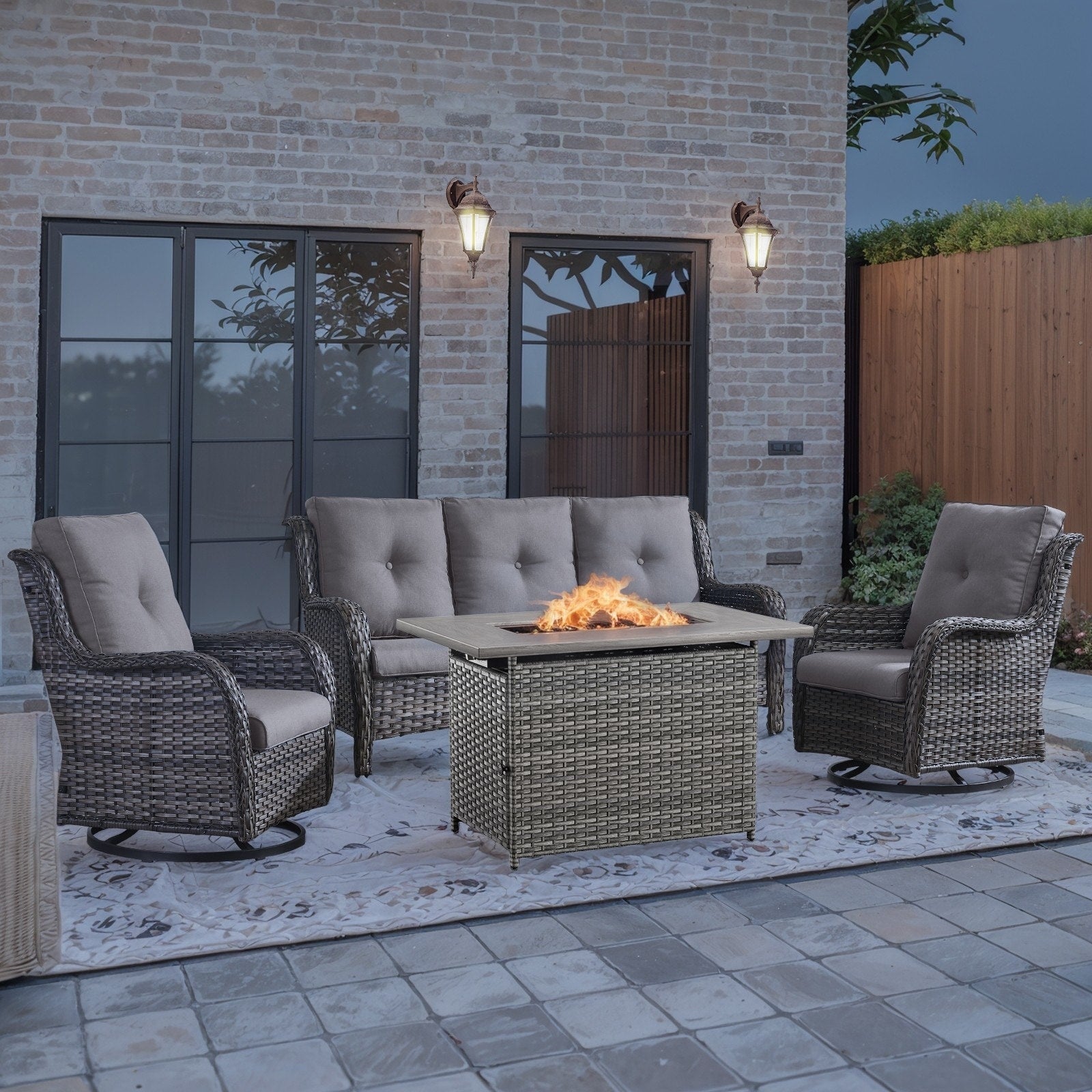 Ensembles de canapés de patio avec table de foyer