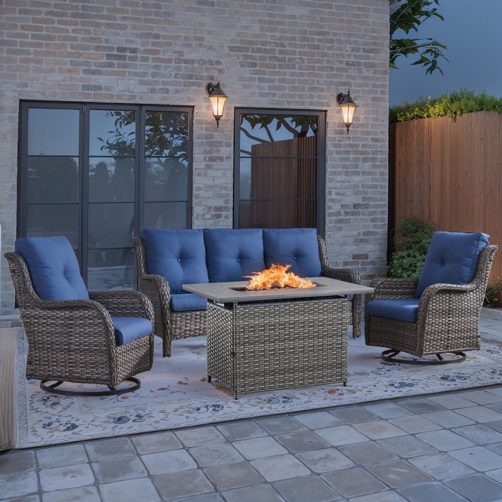 Ensembles de canapés de patio avec table de foyer