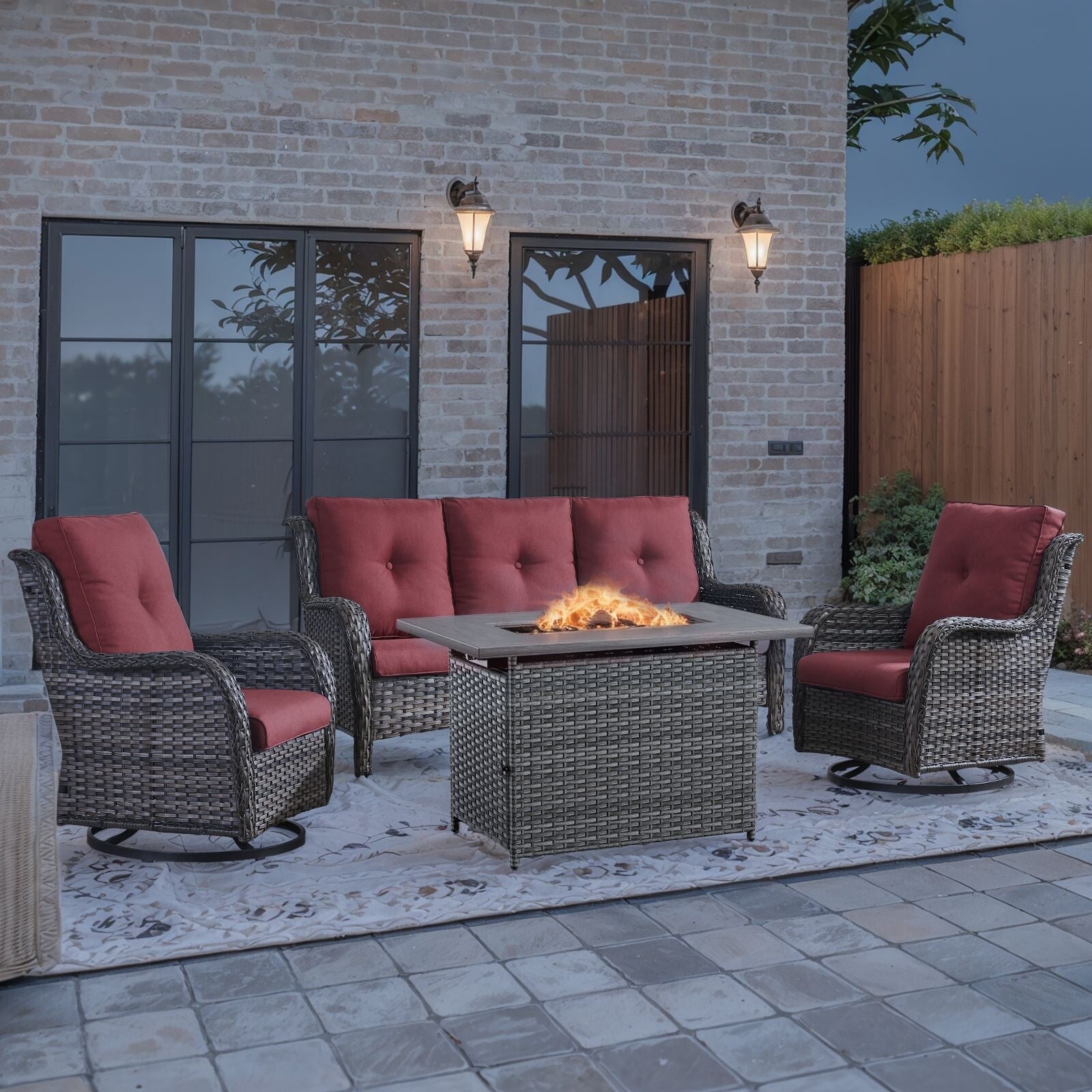 Ensembles de canapés de patio avec table de foyer