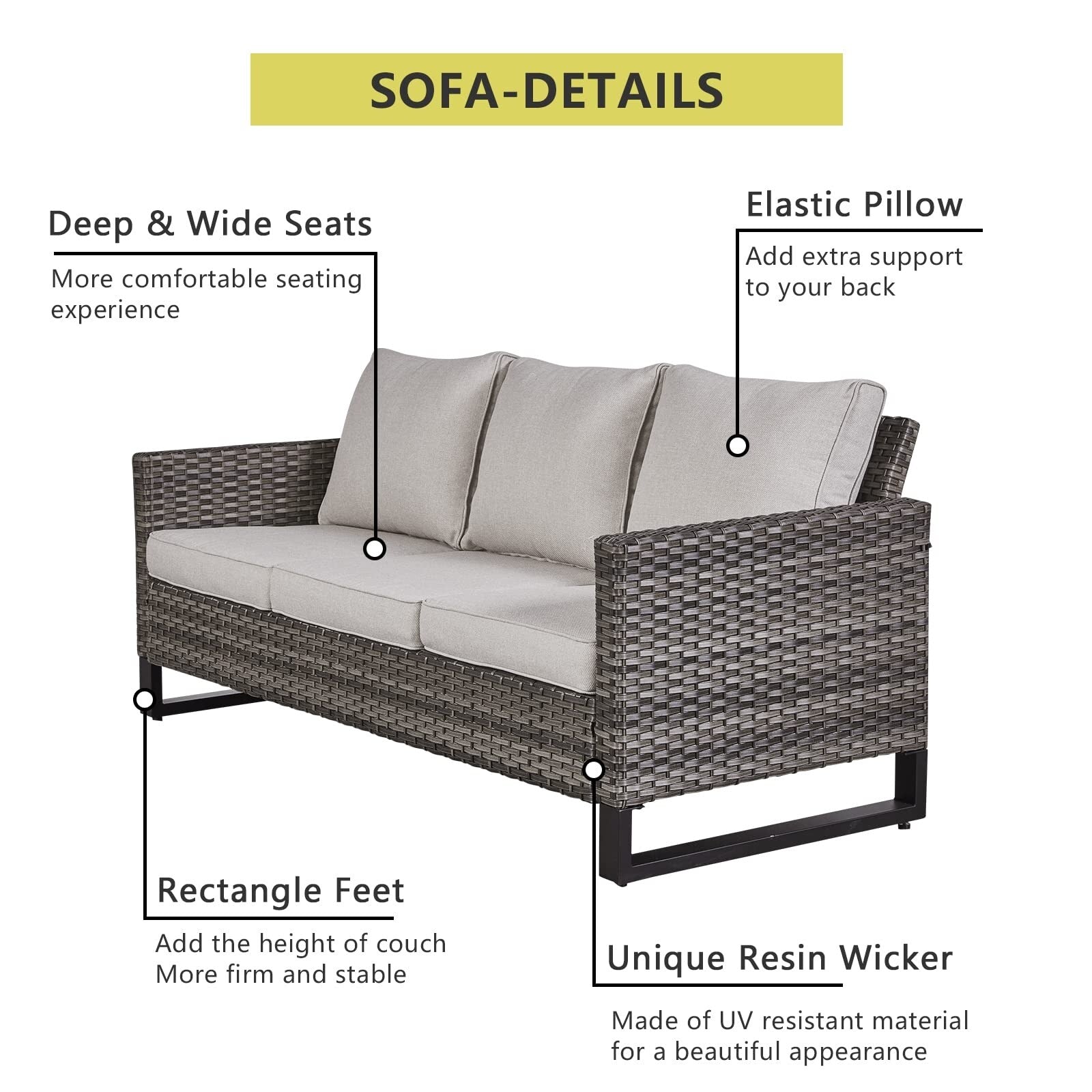 Ensemble de 6 canapés d'extérieur avec chaise et pouf