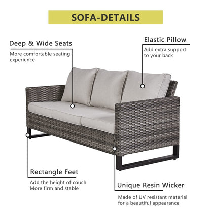 Ensemble de 6 canapés d'extérieur avec chaise et pouf