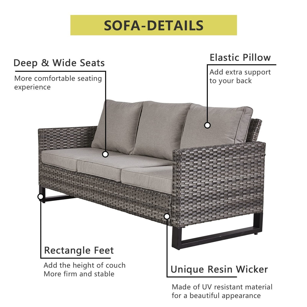 Ensemble de 6 canapés d'extérieur avec chaise et pouf