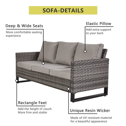 Ensemble de 6 canapés d'extérieur avec chaise et pouf