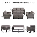 Ensemble de 6 canapés d'extérieur avec chaise et pouf