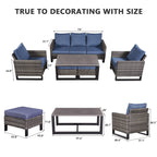 Ensemble de 6 canapés d'extérieur avec chaise et pouf