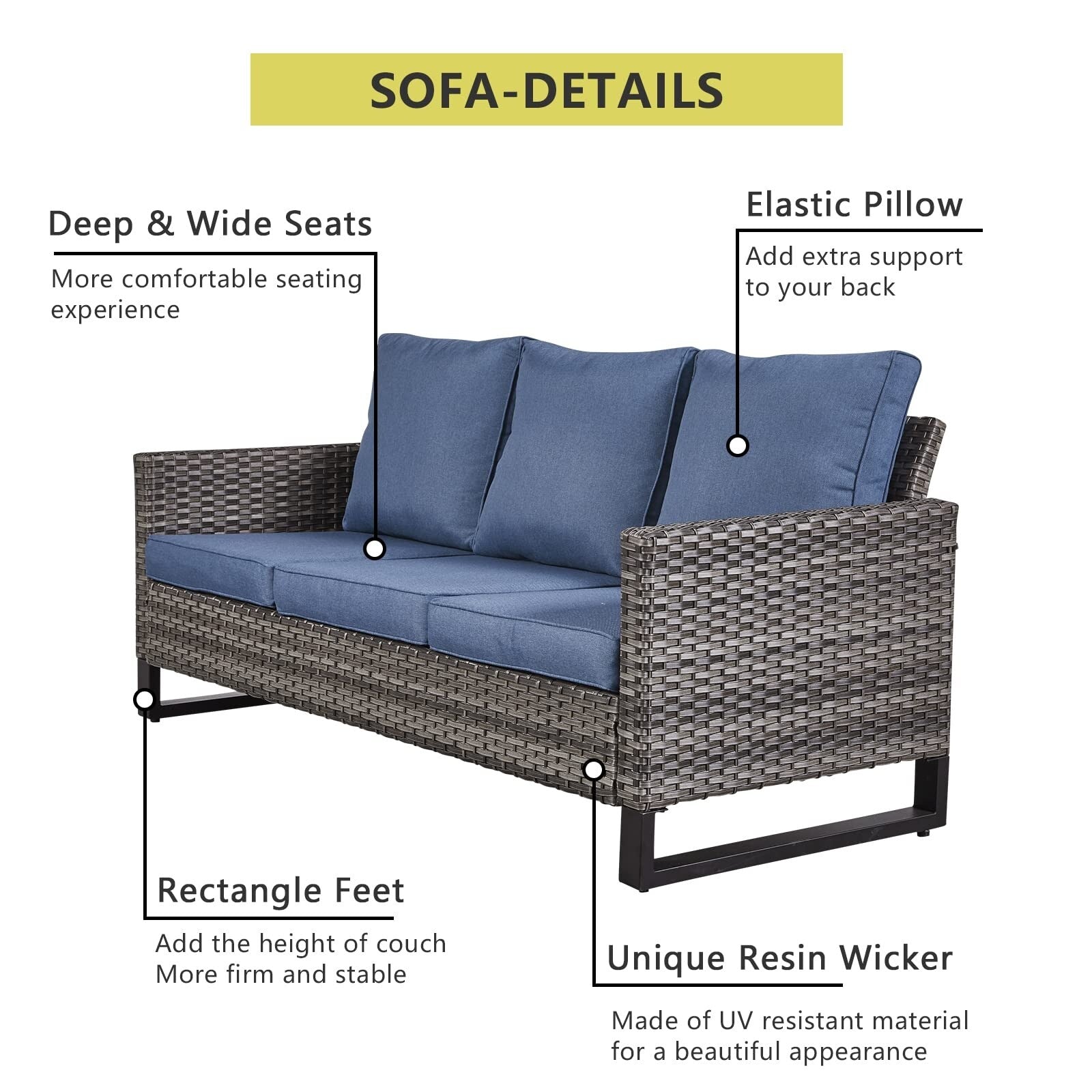 Ensemble de 6 canapés d'extérieur avec chaise et pouf