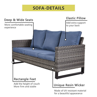 Ensemble de 6 canapés d'extérieur avec chaise et pouf
