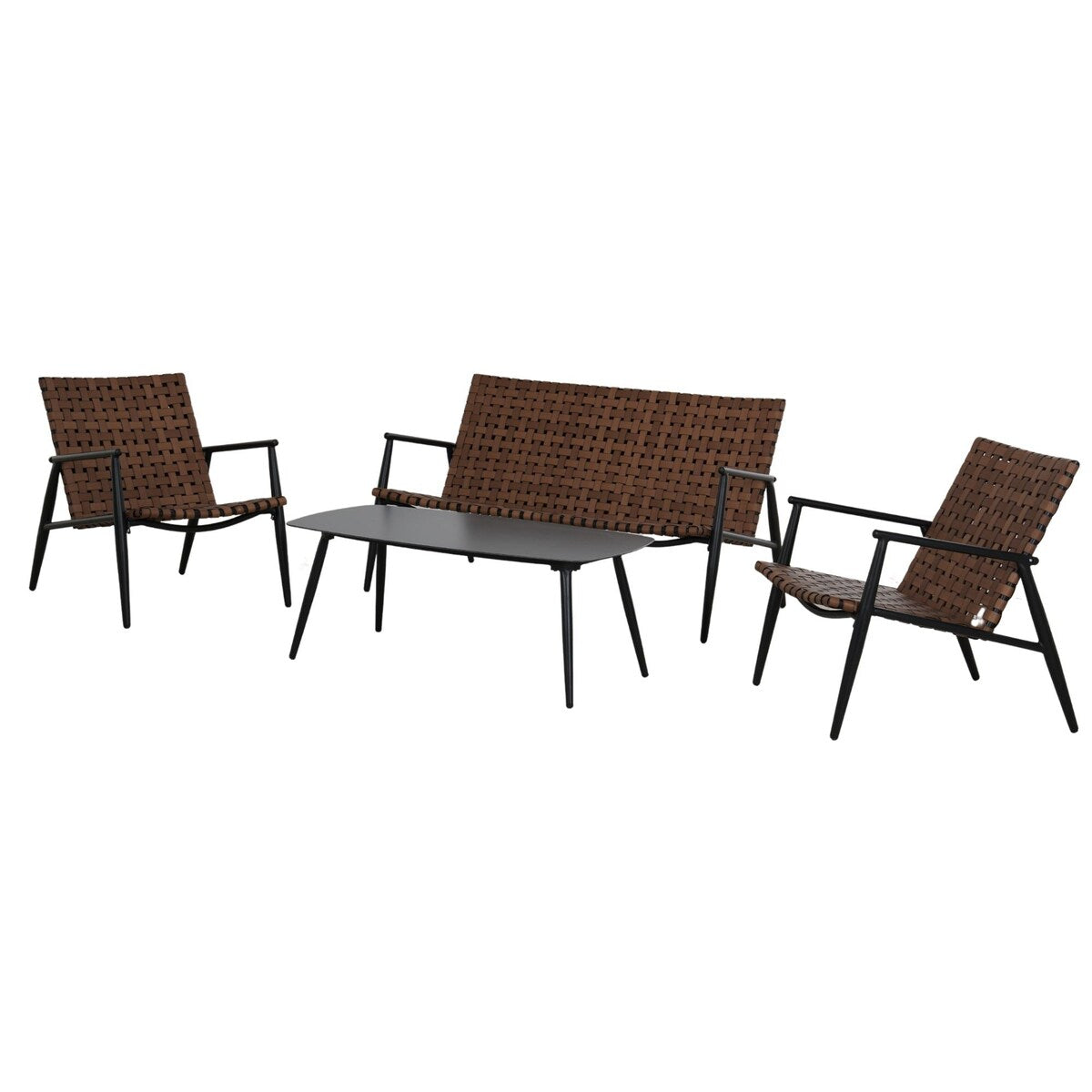 Ensemble de chaises et table Adirondack en rotin et osier pour patio