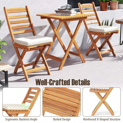 Ensemble bistrot pliant 3 pièces Patiojoy avec coussins amovibles - Voir les détails