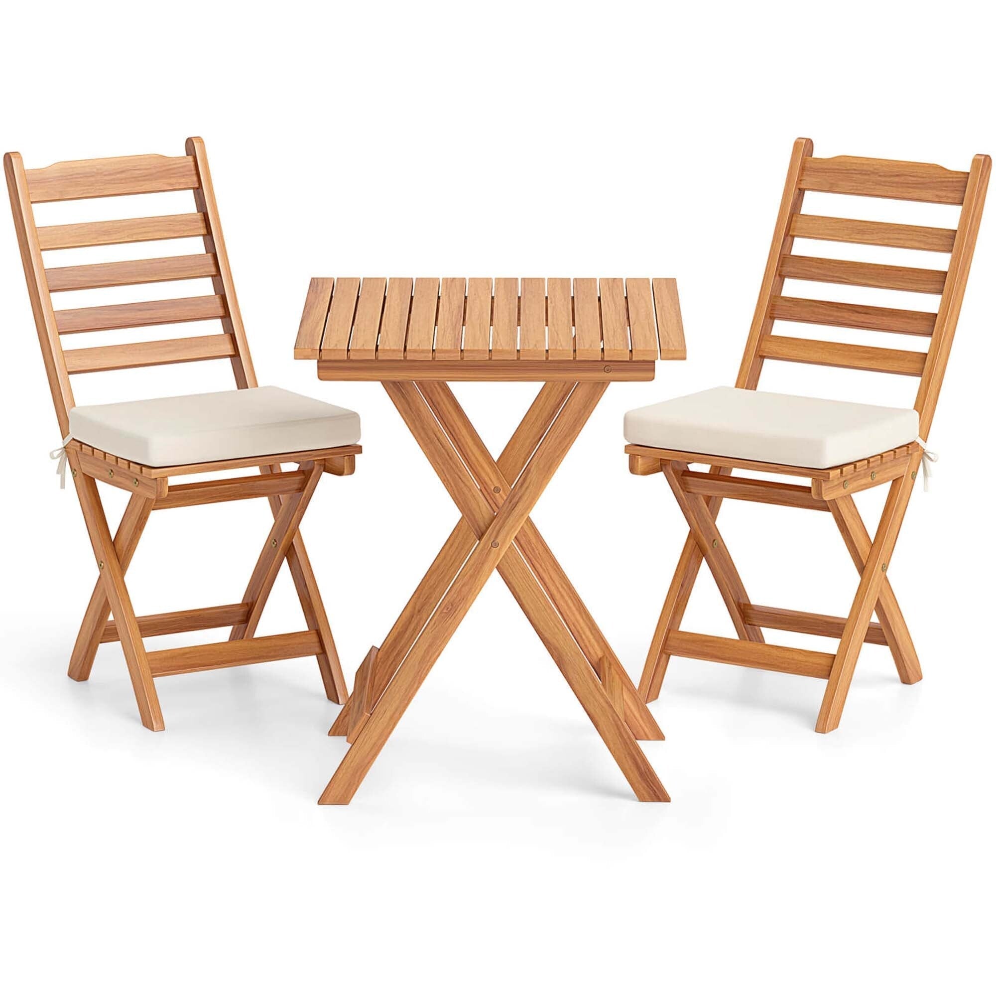 Ensemble bistrot pliant 3 pièces Patiojoy avec coussins amovibles - Voir les détails