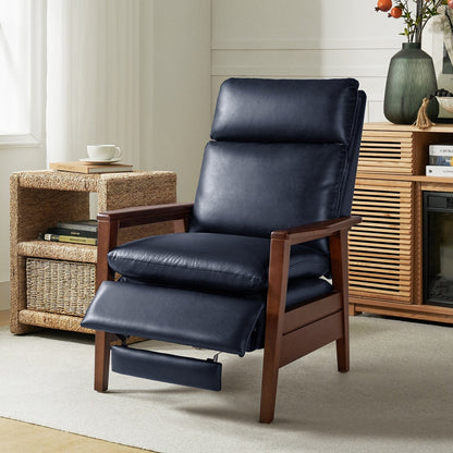 Fauteuil inclinable en cuir végétalien et bois massif Patrick, style milieu du siècle, par HULALA HOME