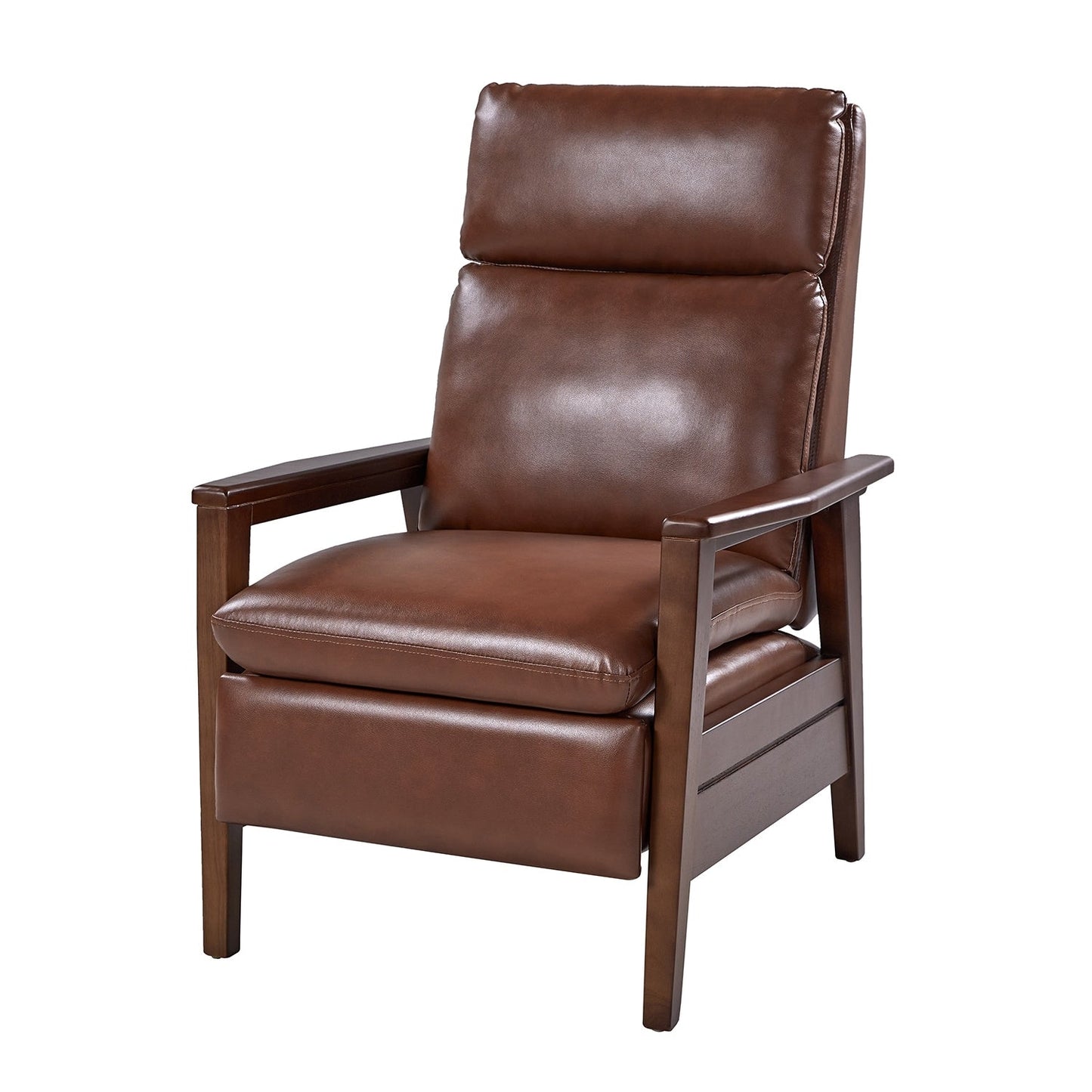 Fauteuil inclinable en cuir végétalien et bois massif Patrick, style milieu du siècle, par HULALA HOME