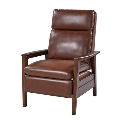 Fauteuil inclinable en cuir végétalien et bois massif Patrick, style milieu du siècle, par HULALA HOME