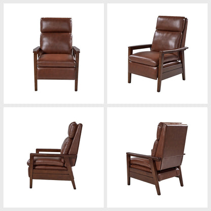 Fauteuil inclinable en cuir végétalien et bois massif Patrick, style milieu du siècle, par HULALA HOME