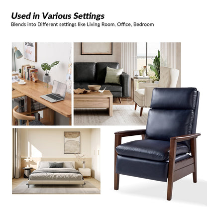 Fauteuil inclinable en cuir végétalien et bois massif Patrick, style milieu du siècle, par HULALA HOME
