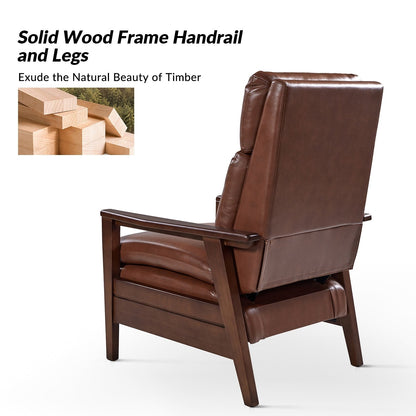 Fauteuil inclinable en cuir végétalien et bois massif Patrick, style milieu du siècle, par HULALA HOME