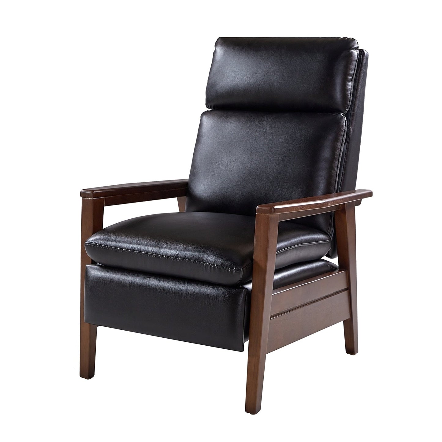 Fauteuil inclinable en cuir végétalien et bois massif Patrick, style milieu du siècle, par HULALA HOME
