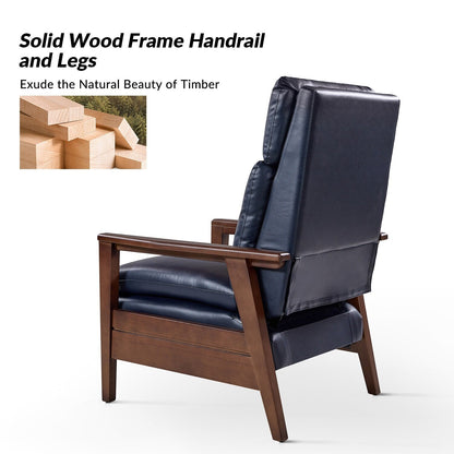 Fauteuil inclinable en cuir végétalien et bois massif Patrick, style milieu du siècle, par HULALA HOME