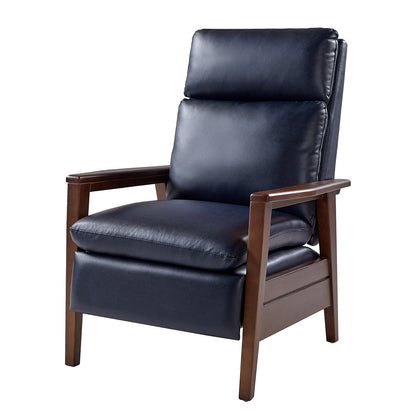 Fauteuil inclinable en cuir végétalien et bois massif Patrick, style milieu du siècle, par HULALA HOME