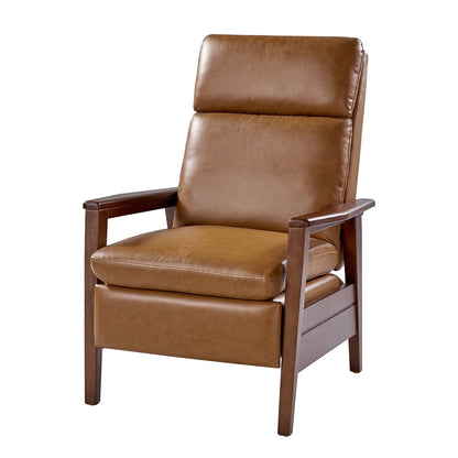 Fauteuil inclinable en cuir végétalien et bois massif Patrick, style milieu du siècle, par HULALA HOME