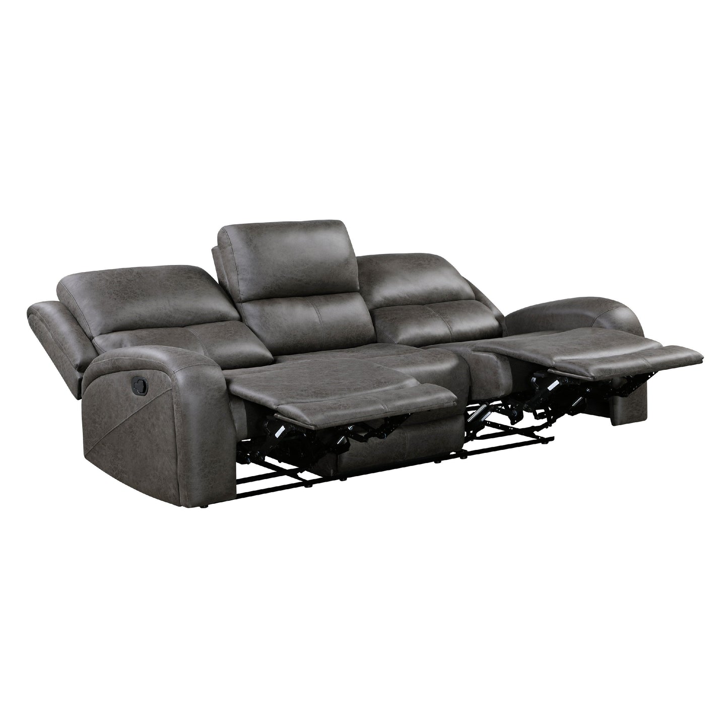 Canapé inclinable manuel double Patsy, microfibre polie grise, 85 pouces