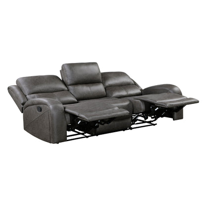 Canapé inclinable manuel double Patsy, microfibre polie grise, 85 pouces