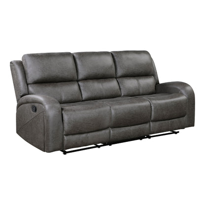 Canapé inclinable manuel double Patsy, microfibre polie grise, 85 pouces