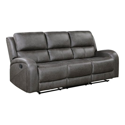 Canapé inclinable manuel double Patsy, microfibre polie grise, 85 pouces
