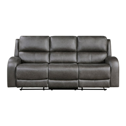 Canapé inclinable manuel double Patsy, microfibre polie grise, 85 pouces
